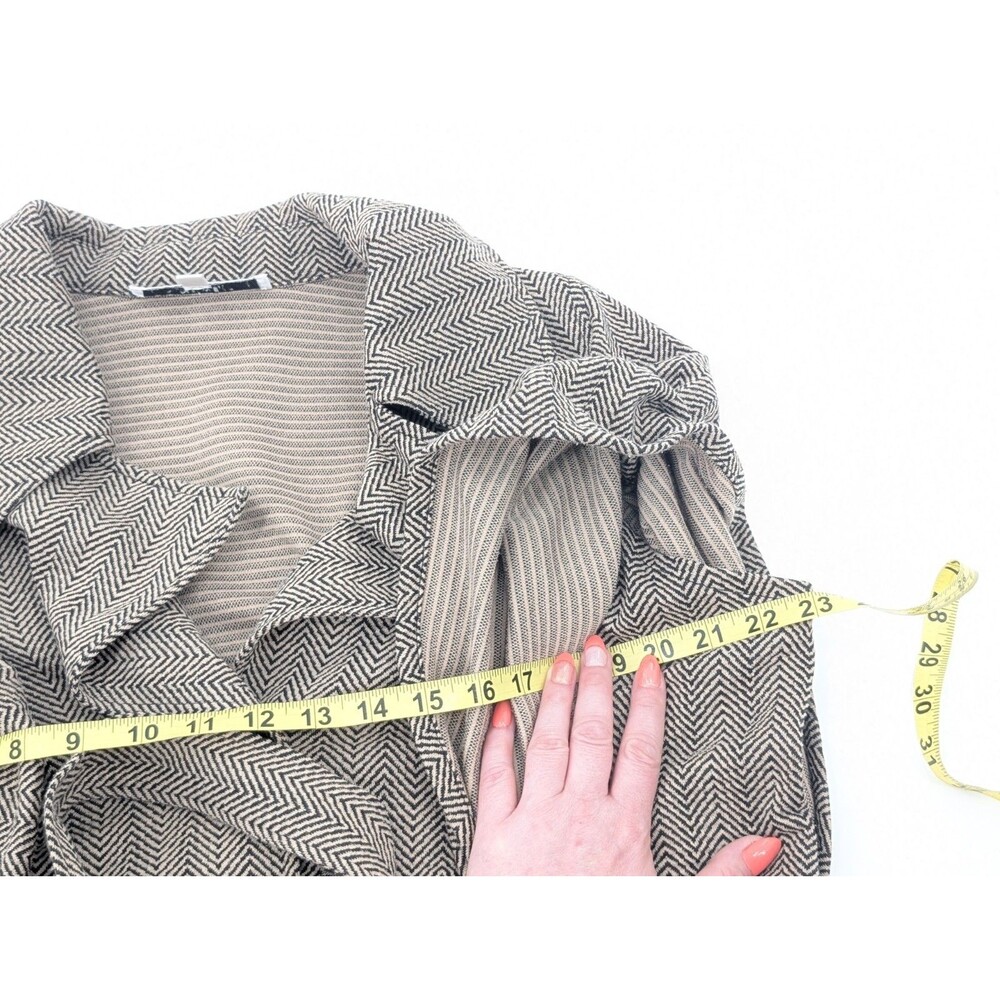 Nine West Tan Camel Brown Herringbone Collared Blazer Jacket Cape Size 16 - Picture 5 of 11